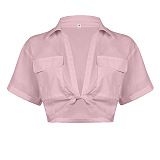 WHOLESALE | Front Bow Pockets Blouse