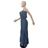 WHOELSALE | Maxi Drawstring Jumpusuit in Blue