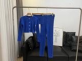 WHOELSALE | Wool 3-piece coat, bandeau, pants in Blue