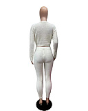 WHOELSALE | Wool 3-piece coat, bandeau, pants in White