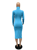 WHOELSALE | Turtle Neck Long Dress in Solid Color