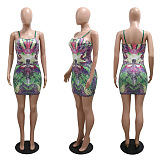 SUPER  WHOLESALE | Printed Rhinestone Beaded Maxi Dress