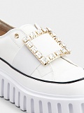 SUPER WHOLESALE |  Viv' Go-Thick Strass Buckle Slip-on Sneakers in Canvas White