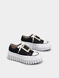 SUPER WHOLESALE |  Viv' Go-Thick Strass Buckle Slip-on Sneakers in Canvas Black