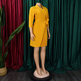 SUPER WHOLESALE |  Ultimate Pleated Mini Dress with Collar in Yellow