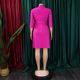 SUPER WHOLESALE |  Ultimate Pleated Mini Dress with Collar in Rose Red