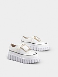 SUPER WHOLESALE |  Viv' Go-Thick Strass Buckle Slip-on Sneakers in Canvas White