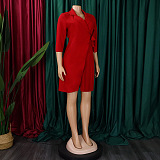 SUPER WHOLESALE |  Ultimate Pleated Mini Dress with Collar in Red