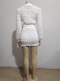 SUPER WHOLESALE |  Popcorn Fabric Zip Up Top Skirt Set