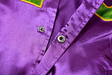 SUPER WHOLESALE | Embroidered DEPT Button Up Side Pocket Jacket in Purple