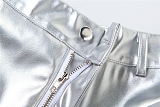 SUPER WHOLESALE | Patchwork High Waist Straight Pants Tank Vest Top in Silver