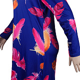 SUPER WHOLESALE | Printed Long Coat Bodycon Pants 2pieces in Purple Feather
