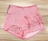 SUPER WHOLESALE | Designed Asymmertrical Cut Shorts in Pink