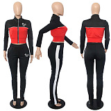 SUPER WHOLESALE | Pink Tow Tones Tracking Suit in Black & Red