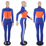 SUPER WHOLESALE | Pink Tow Tones Tracking Suit in Blue & Orange