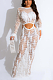 SUPER WHOLESALE | Knitted Hollow-out Tassel Deco Long Dress in White