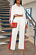 SUPER WHOLESALE | Side Strip Printed Crop Jacket Top & Straight Self-tied Pants in White