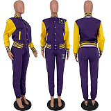 SUPER WHOLESALE | Two Tones Jacket Top & Jogger Pants in Purple