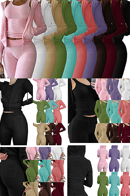 SUPER WHOLESALE | Hoodie Top &  Tanks & Jogger Pants Tracking Suit in 3 Pieces