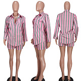 SUPER WHOLESALE | Two Tone Zebra Stripes Blouse Top & Short in Pink & Grey