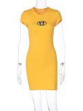 SUPER WHOLESALE | Embroidered Cap Sleeves Bodycon Dress in Yellow