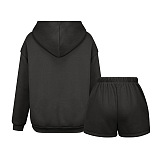 SUPER WHOLESALE | Hoodie Top & Shorts Set in Black