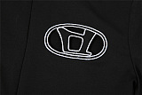 SUPER WHOLESALE | Embroidered Front Half Zip Up Shor Sleeve Jumpsuit in Black