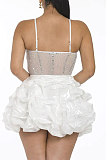SUPER WHOLESALE | Rhinestone Deco Wave Bottom Maxi Dress in White