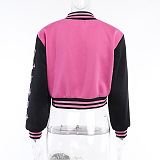 SUPER WHOLESALE | Embroidered  Two Tones Button Up Baseball Jacket