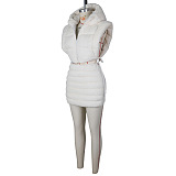 SUPER WHOLESALE | Furry Off Shoulder Hoodie Top & Skirt in Solid