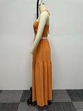 SUPER WHOLESALE | Flare Bottom Halter Open-back Dress in Orange