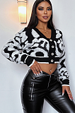 SUPER WHOLESALE | Two Tones Knitted V-Neck Crop Coat in Black & White