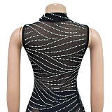 SUPER WHOLESALE | Off-shoulder Side Split Rhinestone Long Dress