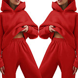 SUPER WHOLESALE | Hoodie Top with Jogging Pants in Solid