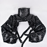 SUPER WHOLESALE | Stand-up Neck Puffy Crop Jacket Top
