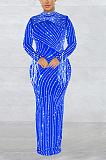 WHOLESALE | Rhinestone Long Sleeve Full Decor Bodycon Dress( Bodysuit Attached)