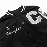 SUPER WHOLESALE | Embroidered Two Tones Button Up Base Ball Jacket