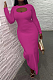 SUPER WHOLESALE | Pit Material Front Hollow-out Long Sleeve Bodycon Dressin Rose Red
