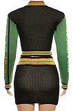 SUPER WHOLESALE | Knitted Zipper Ribbed High-Waisted Bodycon Skirt Set in Green