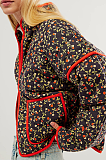 SUPER WHOLESALE | Floral Printed Contrast Cotton Coat