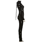 SUPER WHOLESALE | Knitted Hollow-out Long Sleeve Jumpsuit