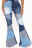SUPER WHOLESALE | Plus SizePatchwork Flare Bottom Jeans