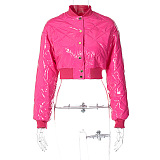 SUPER WHOLESALE | Shinning Crop Button Up Jacket in Pink