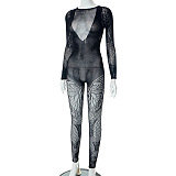 SUPER WHOLESALE | Butterfly Pattern Knitted See-through Jumpsuit