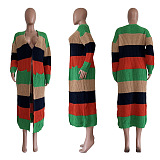 SUPER WHOLESALE | Color Block Knitted Long Coat
