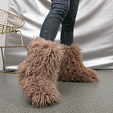 SUPER WHOLESALE | Furry Lower Top Teddy Boots in Coffee