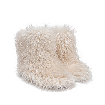 SUPER WHOLESALE | Furry Lower Top Teddy Boots in Apricot