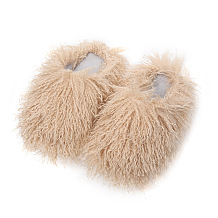SUPER WHOLESALE | Furry Lower Top Teddy Slides in Apricot