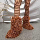 SUPER WHOLESALE | Furry Lower Top Teddy Boots in Brown