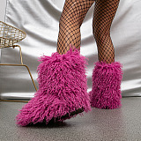 SUPER WHOLESALE | Furry Lower Top Teddy Boots in Rose Red